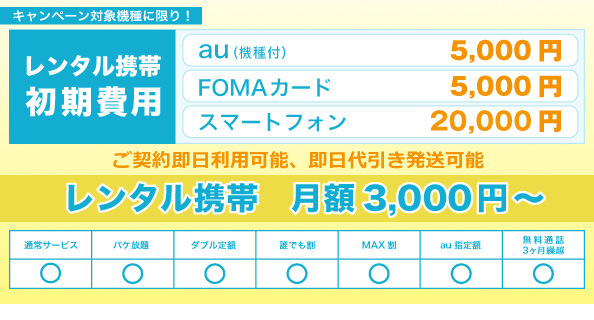 毎月キャンペーン対象機種に限り!初期費用総額10,000円